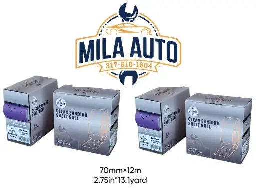 mila auto Hookit Abrasive Sheet Roll, Multi-Hole, 70 mm x 12 m, 320+ Grade, Automotive Sanding Roll Sandpaper for Coating Removal, Body Repair, Auto Sanding