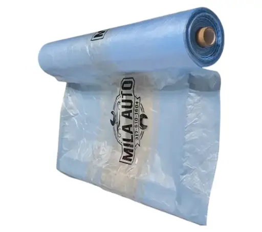mila auto  16.4ft' x 492.13ft' Roll of Pure Blue Premium Overspray Paintable Plastic Sheeting -8 Micron, Protective Masking Film Cover - Auto Car Painting, Bodyshop Repair, Household Cloth, Weather